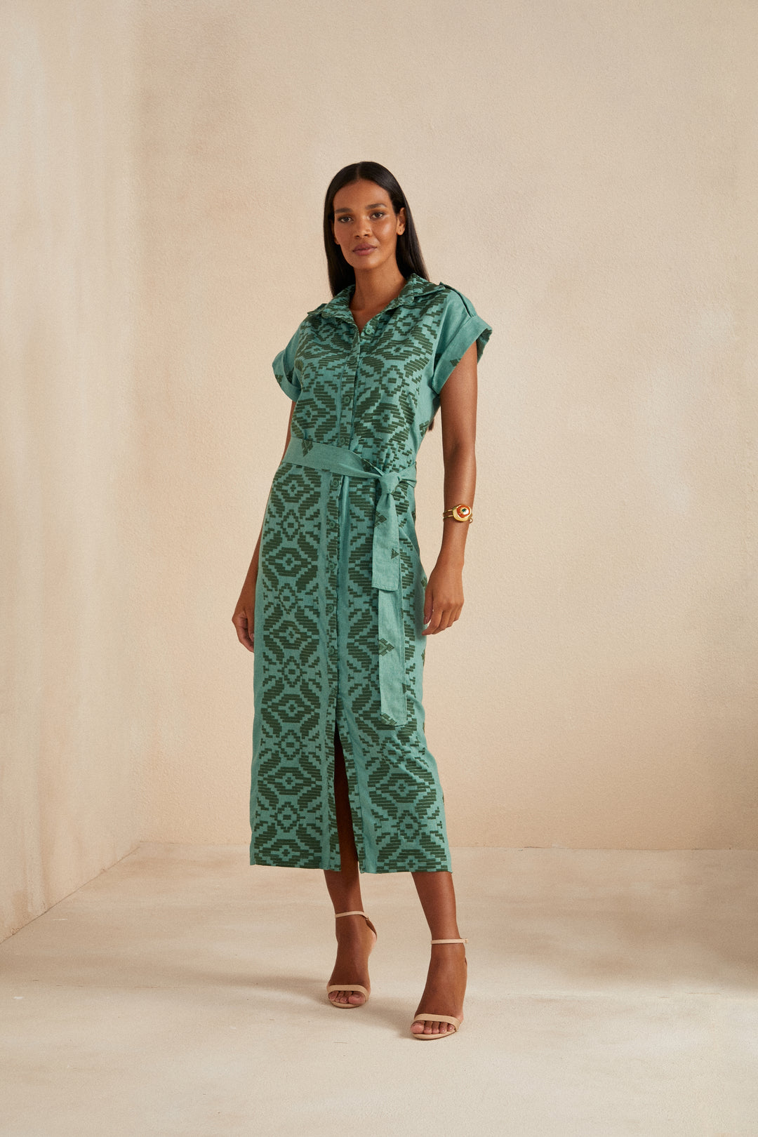 Chemisier Maxi Midi Linen Skunk