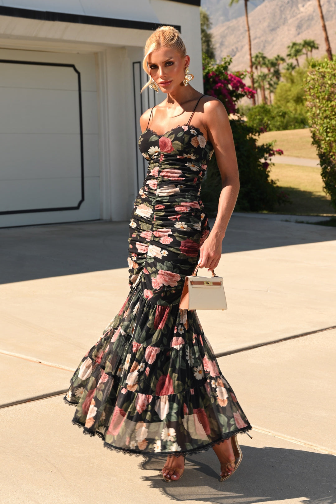 Floral Garden Pleated Midi Dress