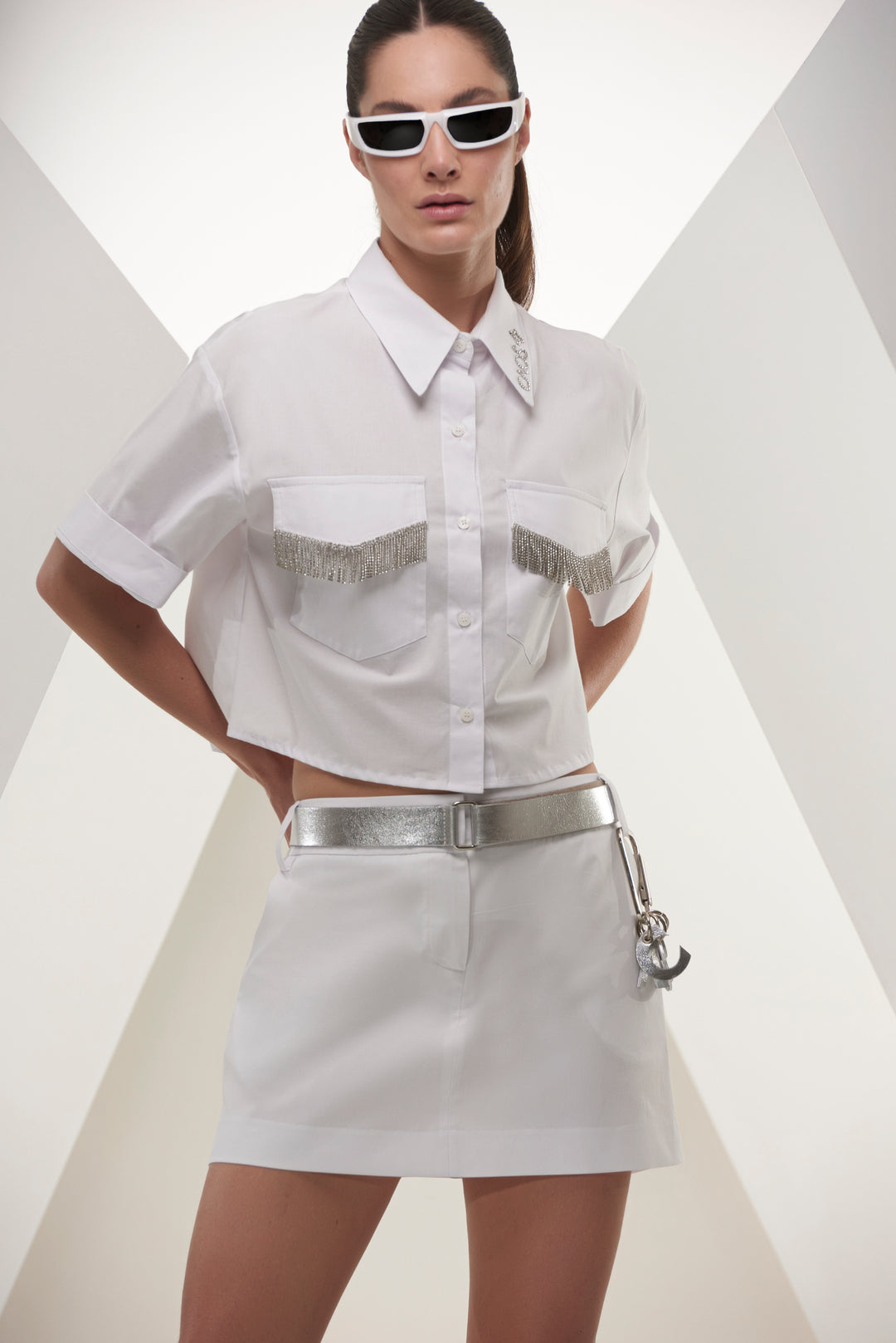 Chaos Embroidered Cropped Shirt