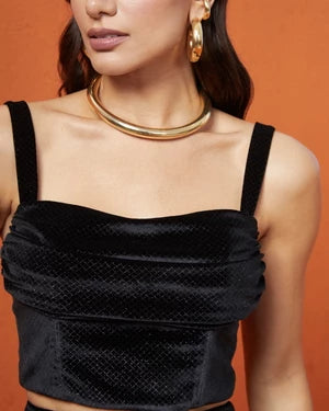 Conjunto Veludo Top+Calça Reta