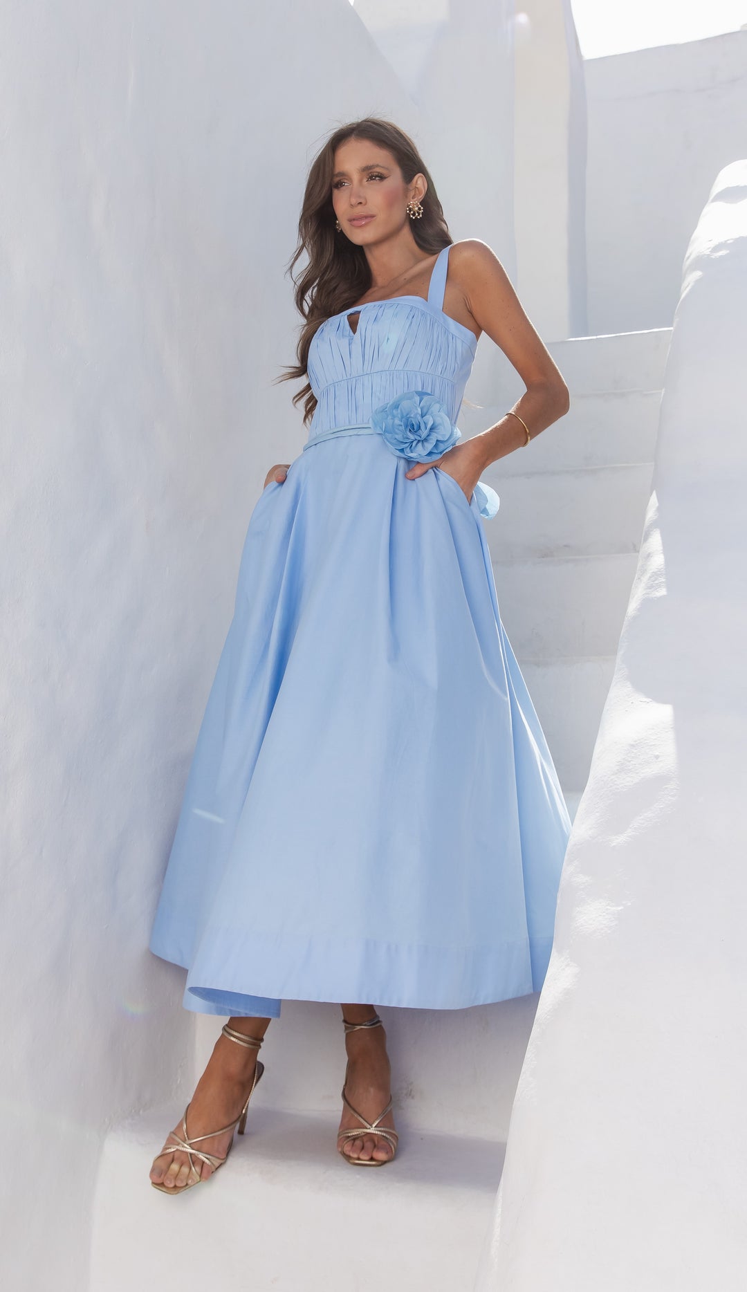 Vestido Midi Busto Drapeado Anne Fernandes