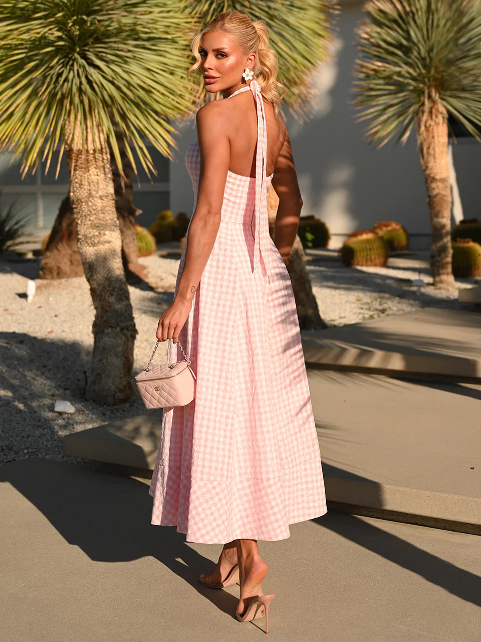 Vestido Midi Xadrez Pink