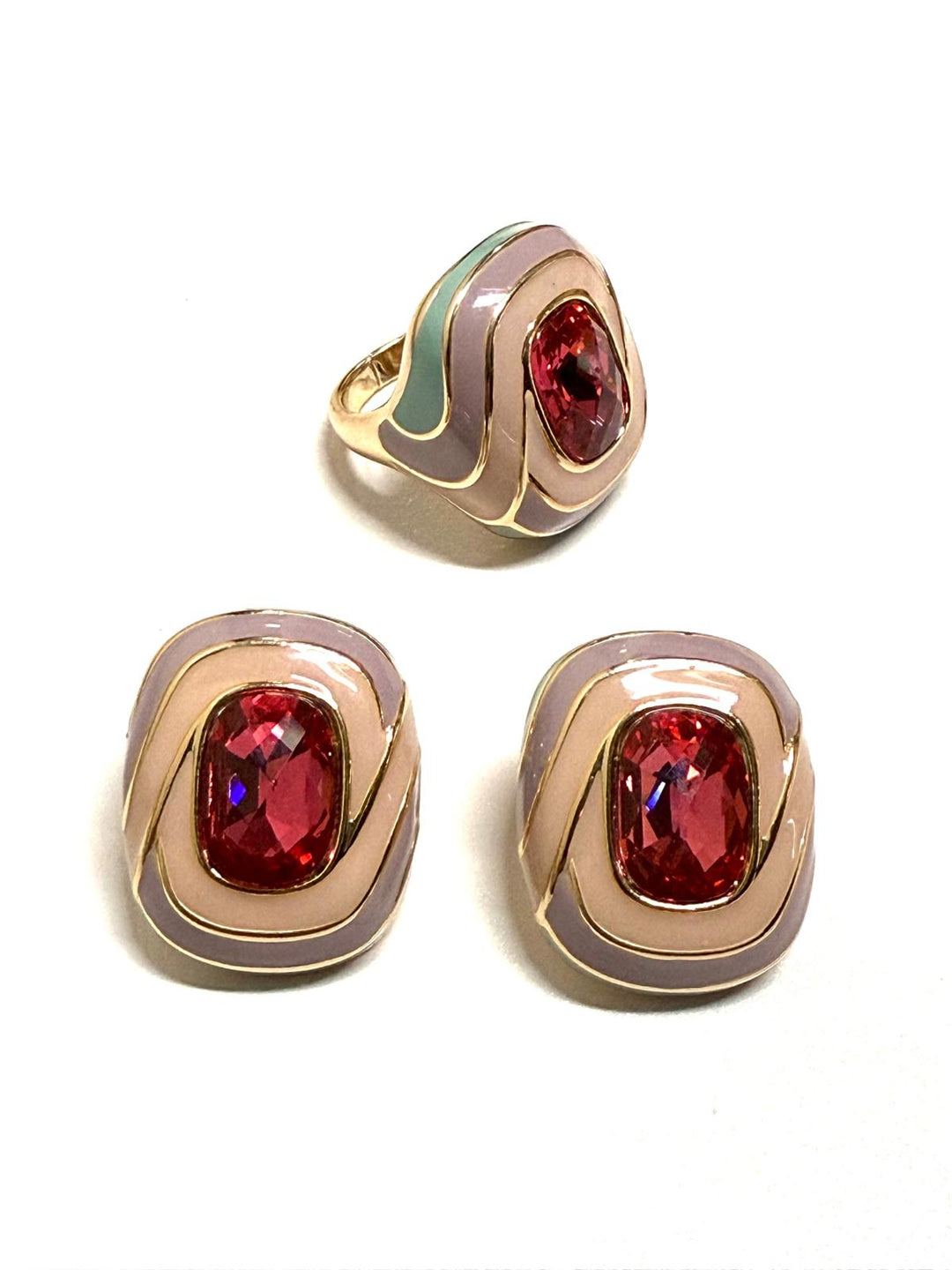 Enameled Ring+Earring Set
