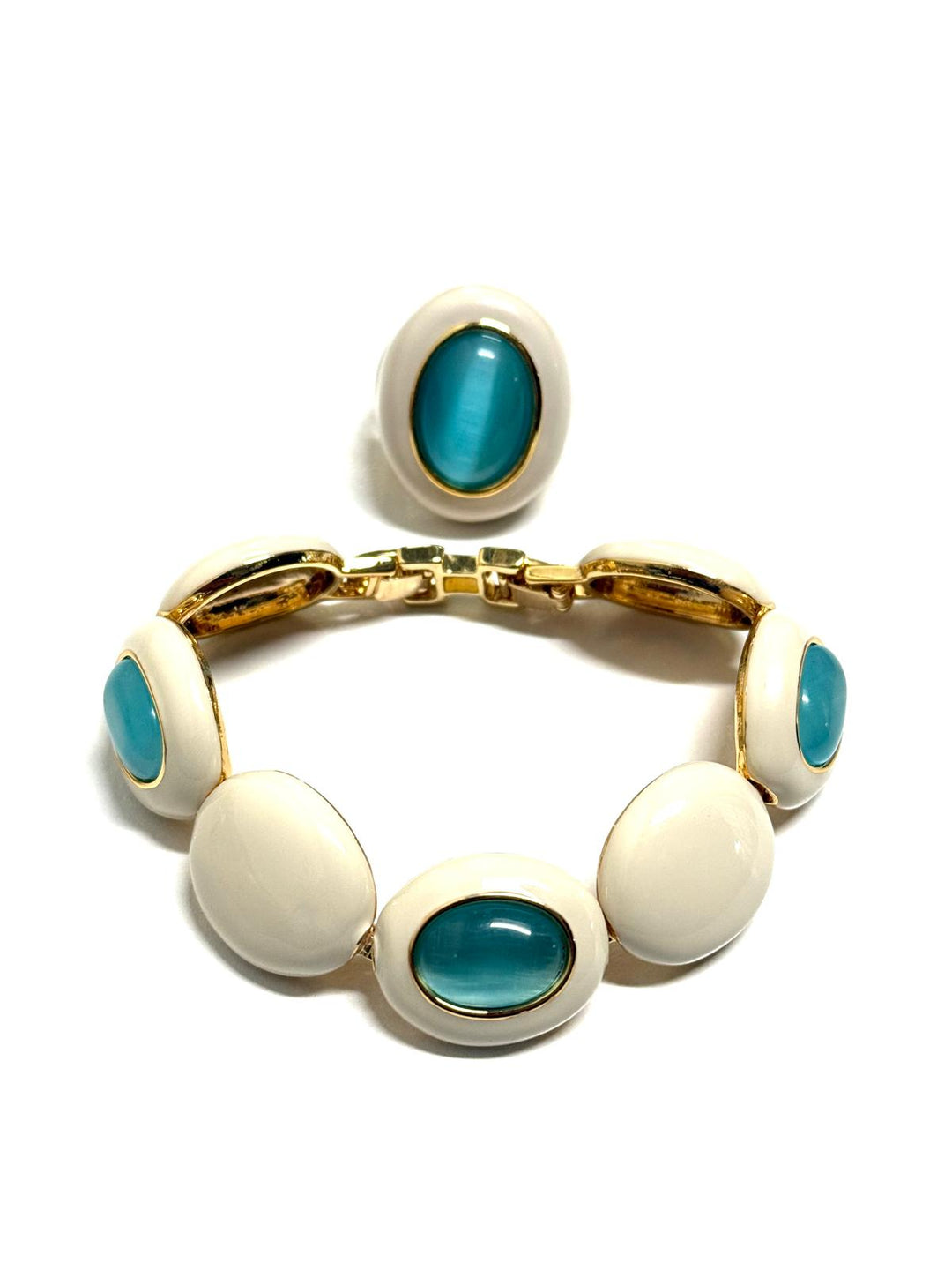 Oval Enameled Ring+Bracelet Set