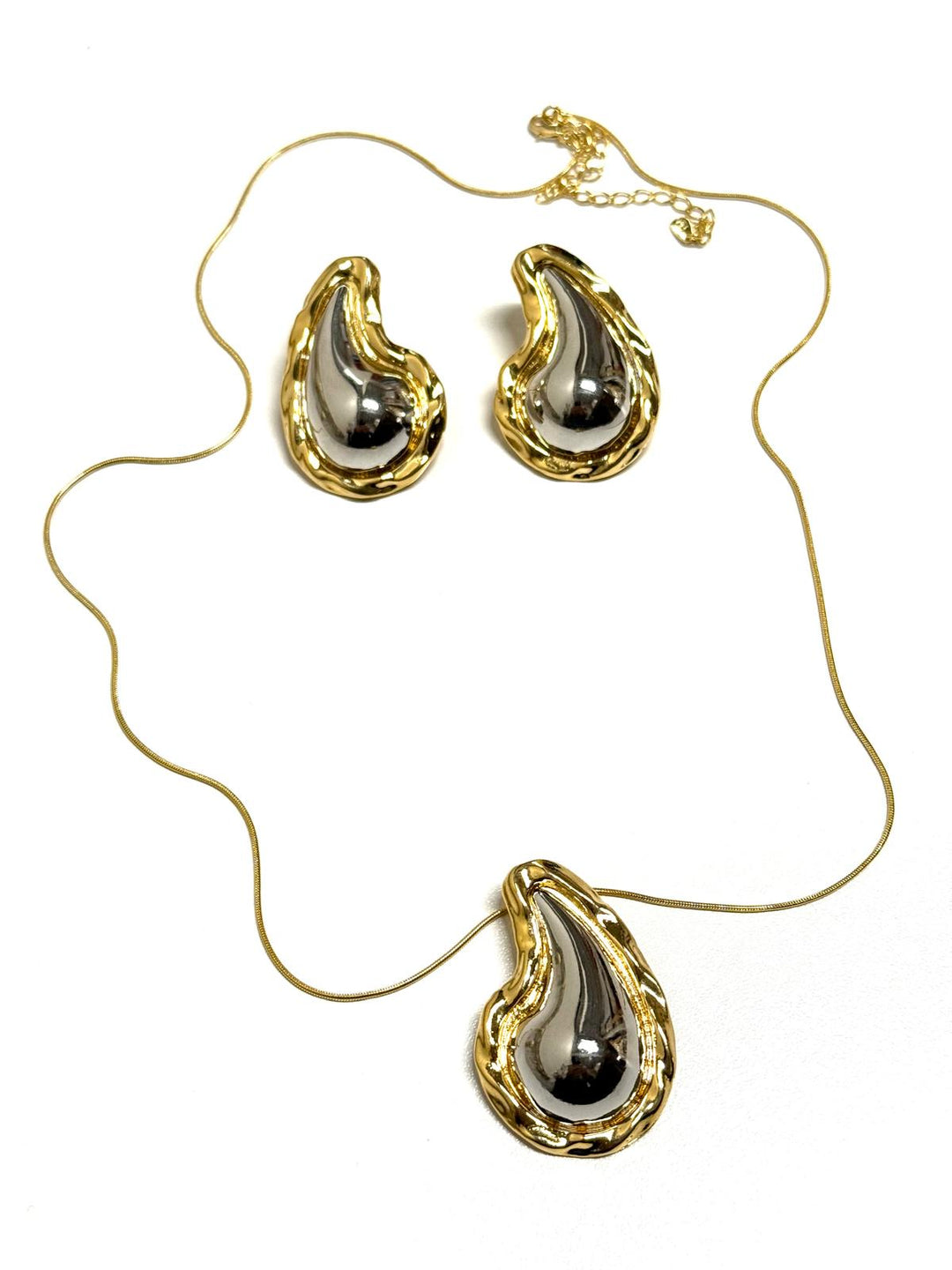 Bicolor Drops Necklace+Earring Set