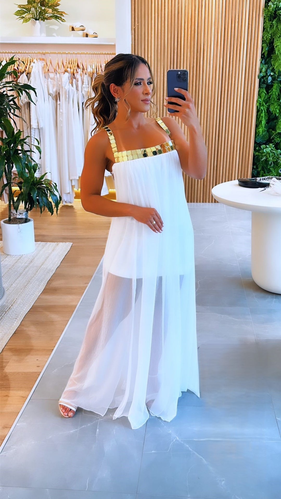 Long Chiffon Dress with Chaos Embroidery
