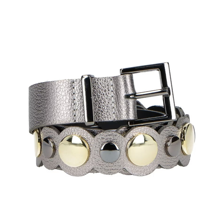Luiza Barcelos Metallic Leather Belt with Rivets