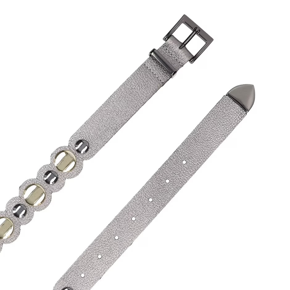 Luiza Barcelos Metallic Leather Belt with Rivets