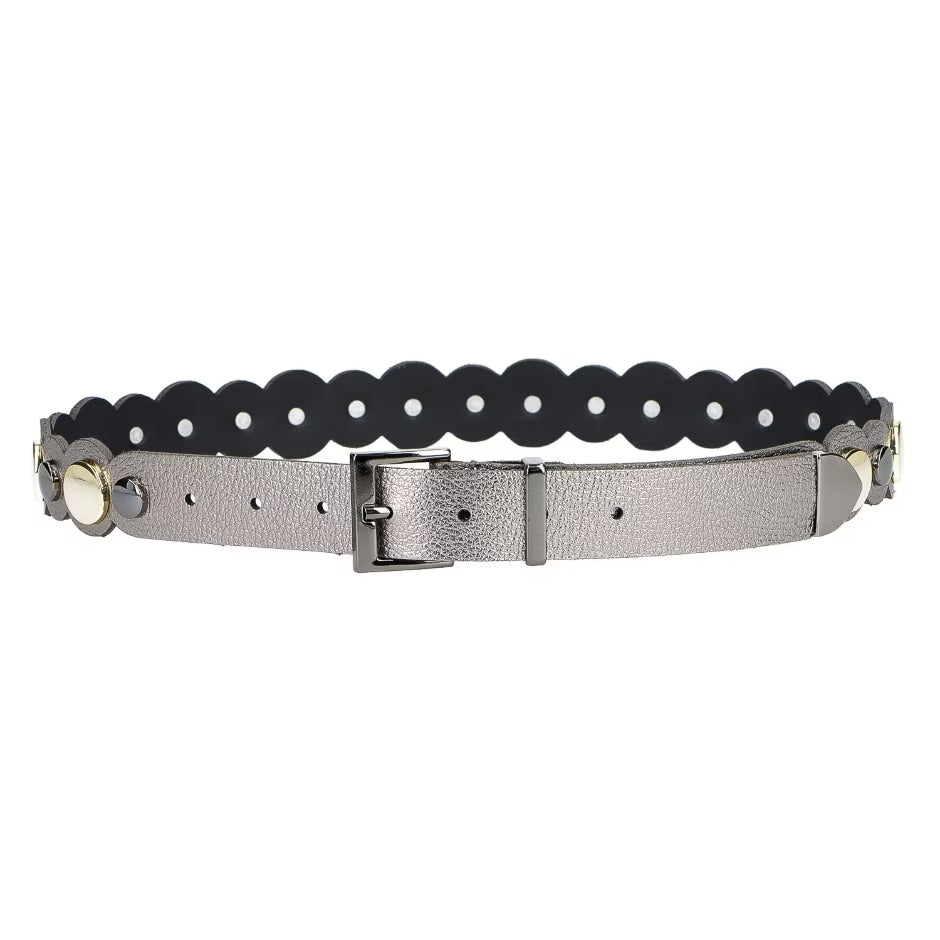 Luiza Barcelos Metallic Leather Belt with Rivets