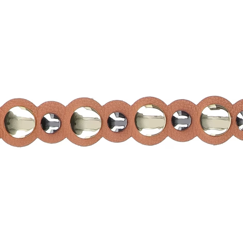 Luiza Barcelos Metallic Leather Belt with Rivets