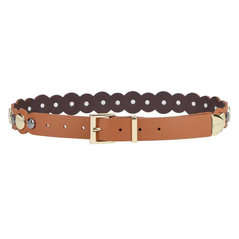 Luiza Barcelos Metallic Leather Belt with Rivets