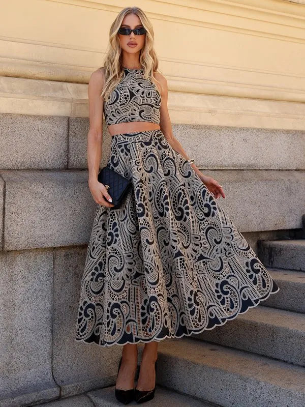 Godet Skirt + Crop Top Set – MissChicFashion Godet Skirt + Crop Top Set – MissChicFashion