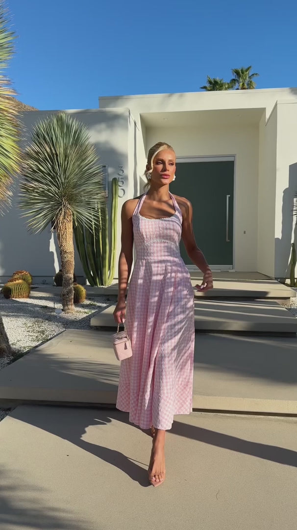 Vestido Midi Xadrez Pink