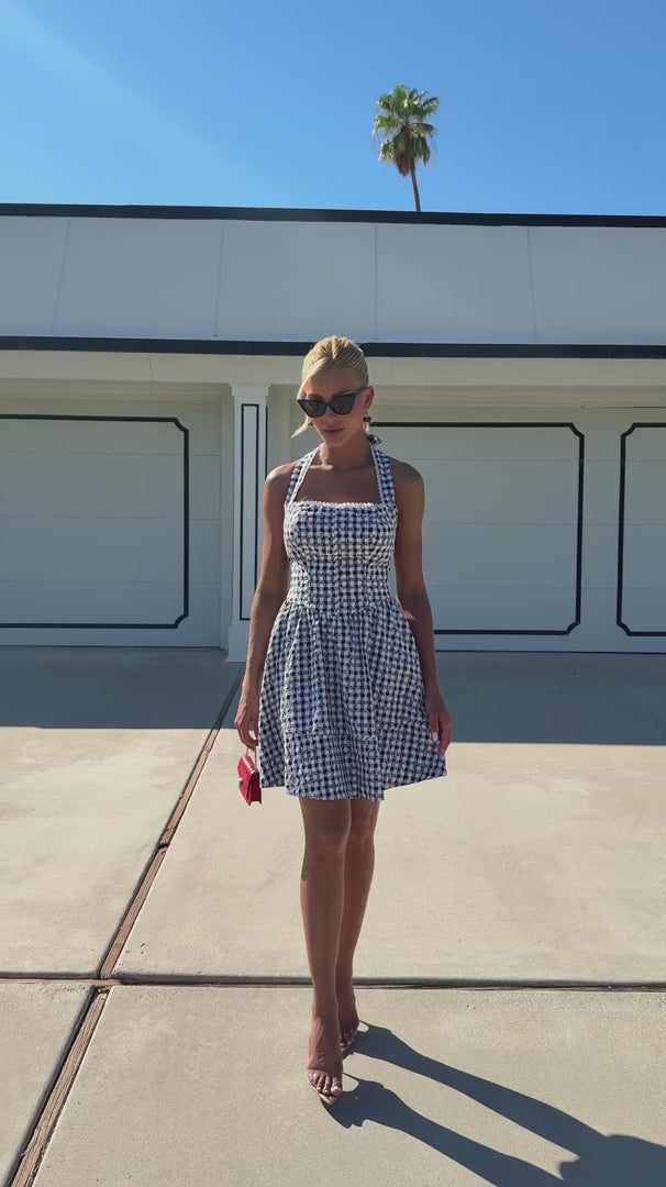 Glam Checkered Short Dress