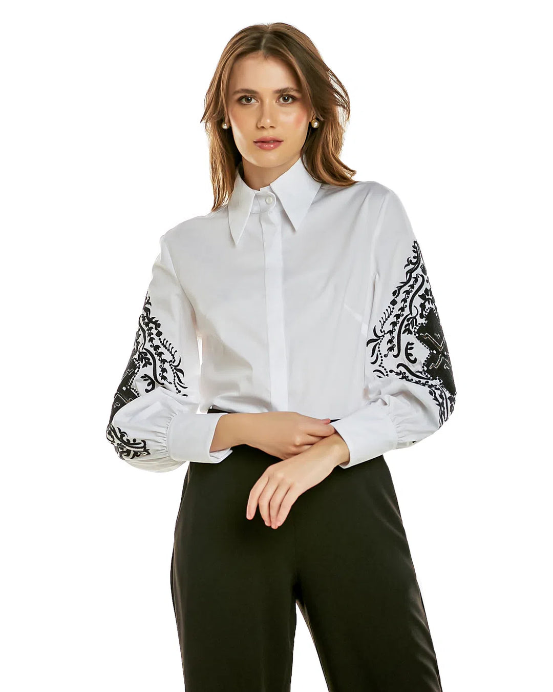 Camisa Bordados Manga Anne Fernandes
