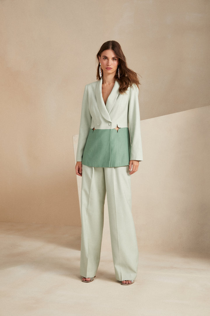Two-tone Skunk Blazer+Pants Set