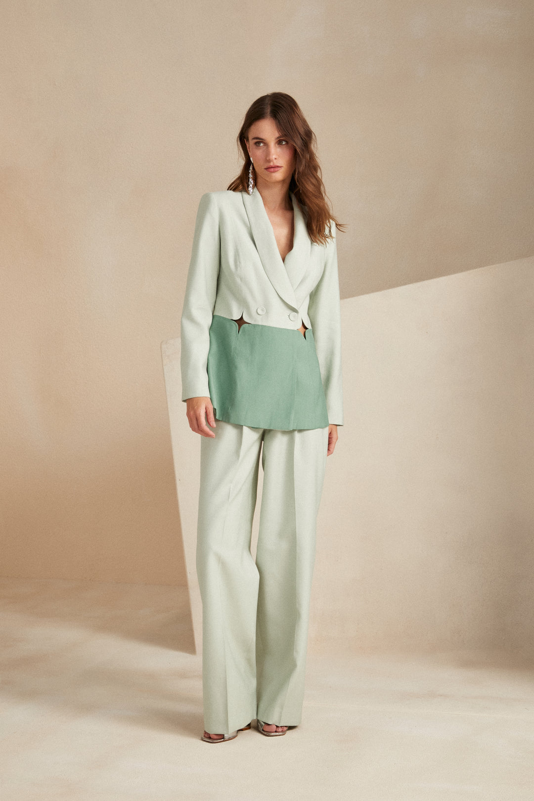 Two-tone Skunk Blazer+Pants Set