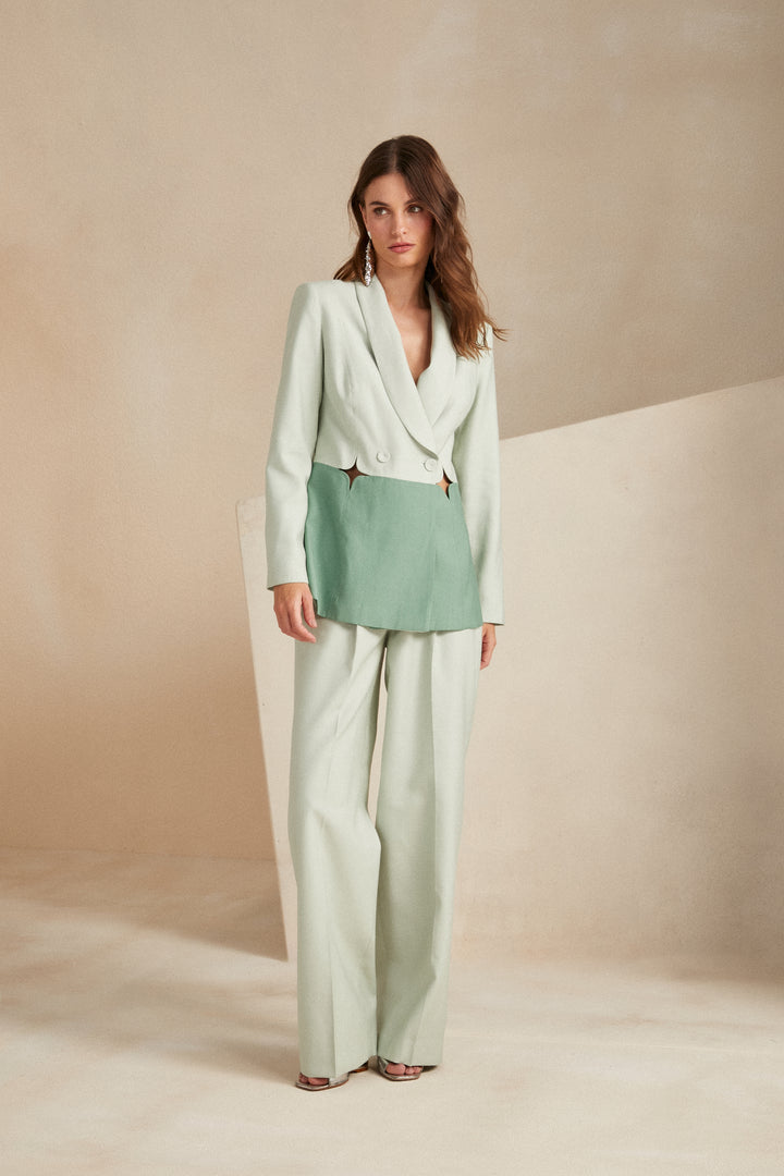 Two-tone Skunk Blazer+Pants Set
