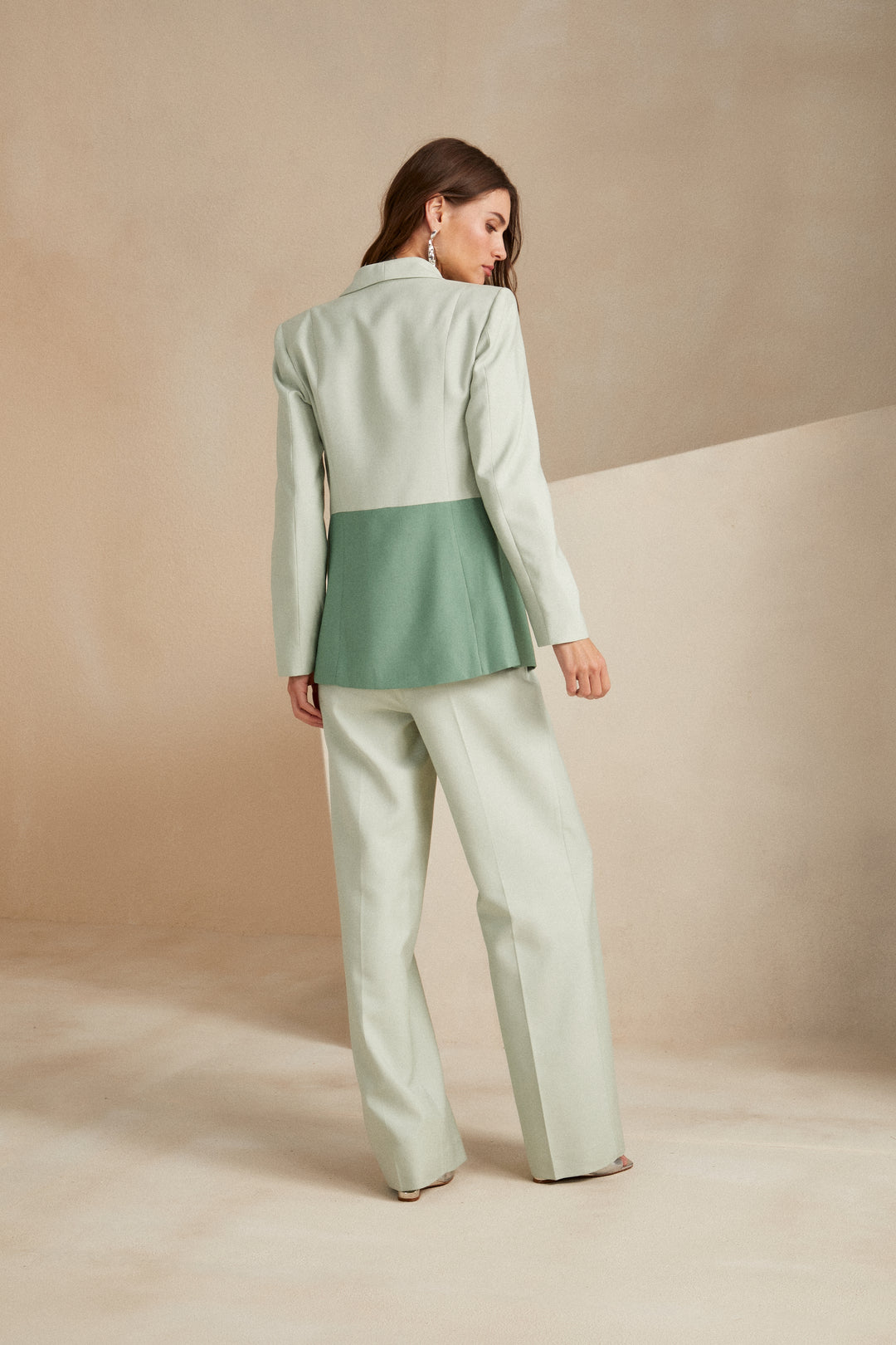 Two-tone Skunk Blazer+Pants Set
