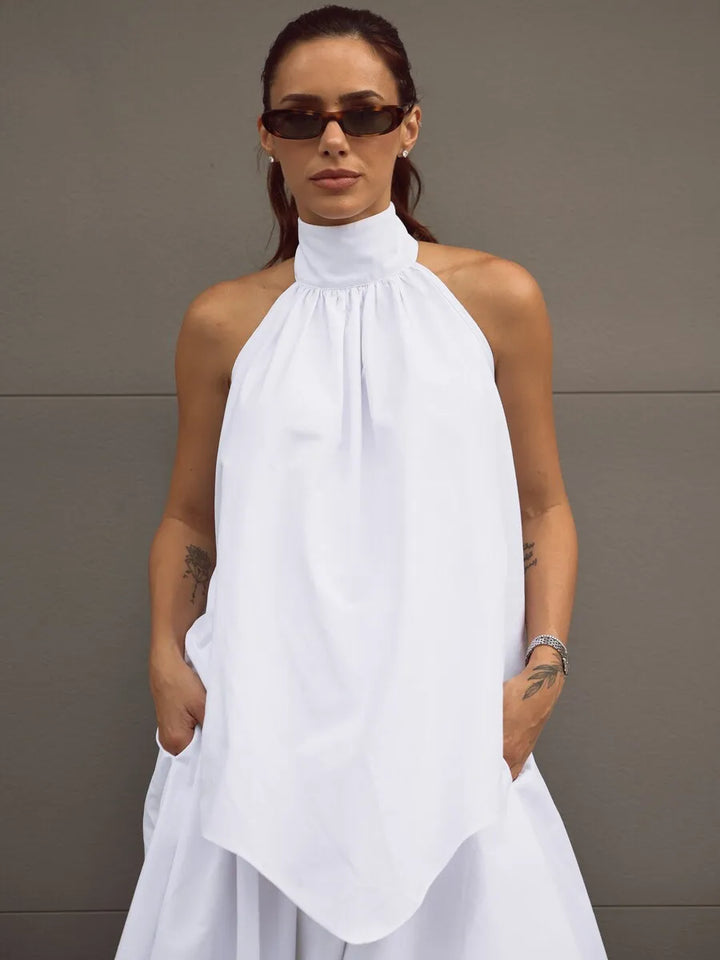 Blusa Ponta Gola Alta Evasê