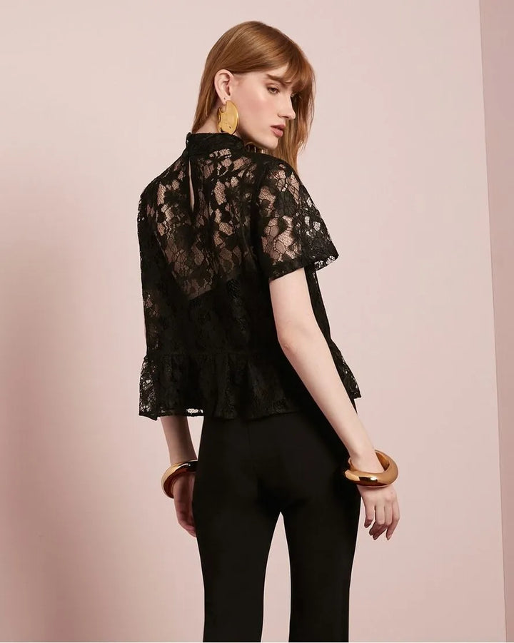 Blusa Peplum Renda Cordonê