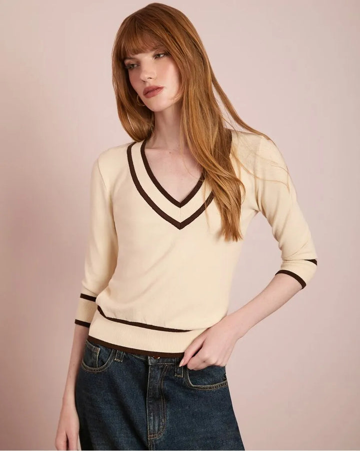 Blusa Tricot Bicolor