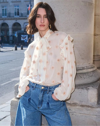 Embroidered Chiffon Shirt