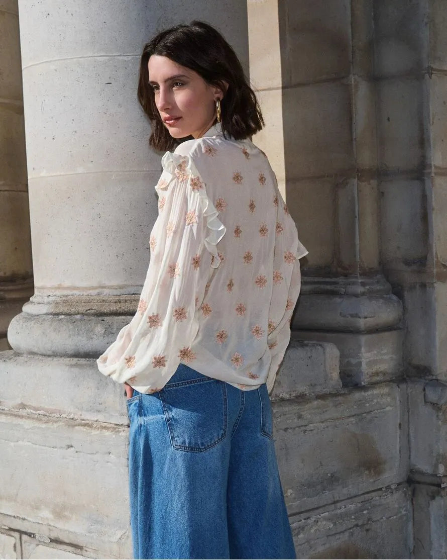 Embroidered Chiffon Shirt