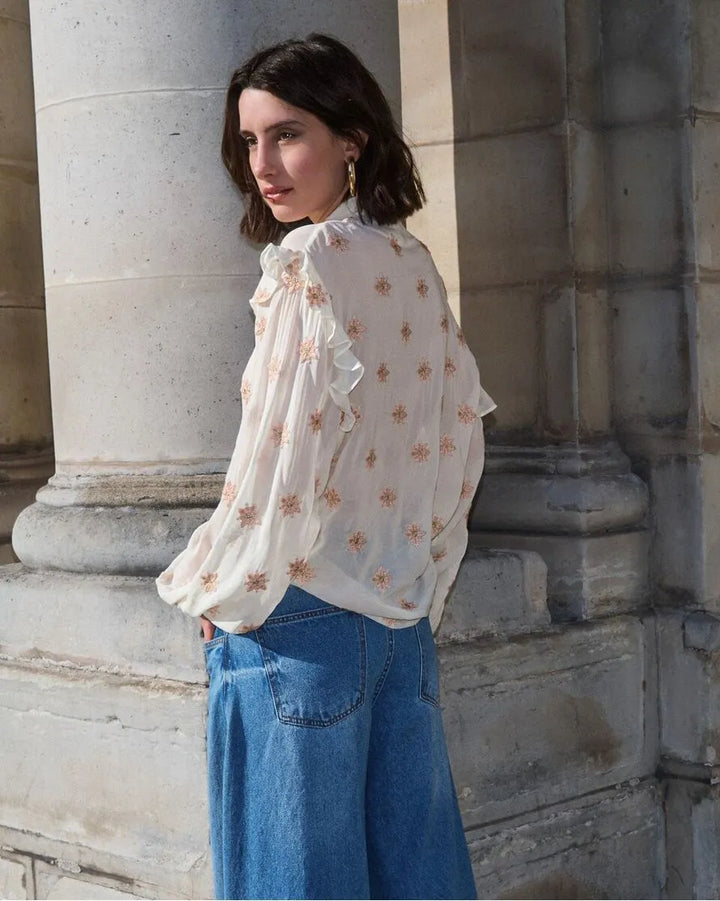 Embroidered Chiffon Shirt