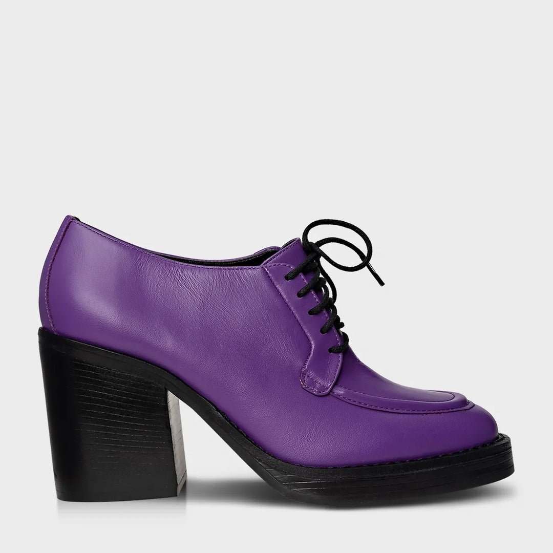 Leather Block Heel Loafer Boot