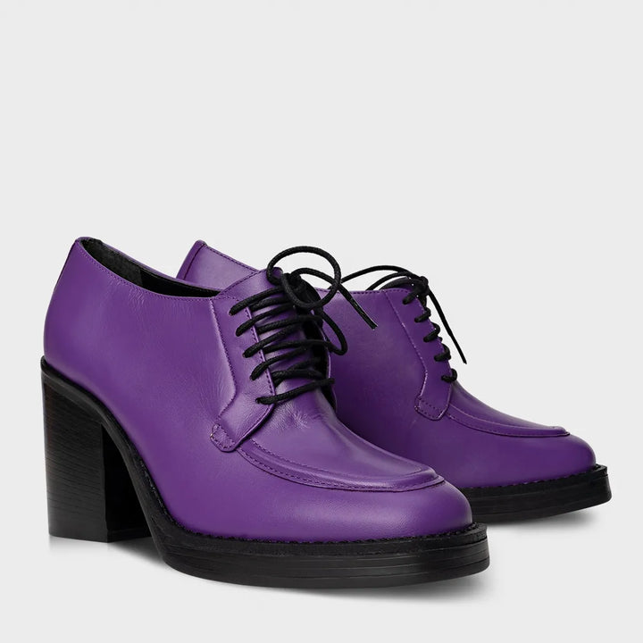Leather Block Heel Loafer Boot