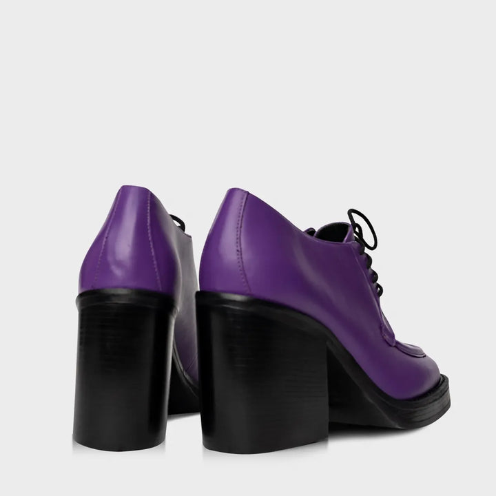 Leather Block Heel Loafer Boot