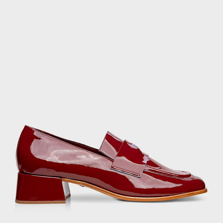 Leather Loafer with Block Heel