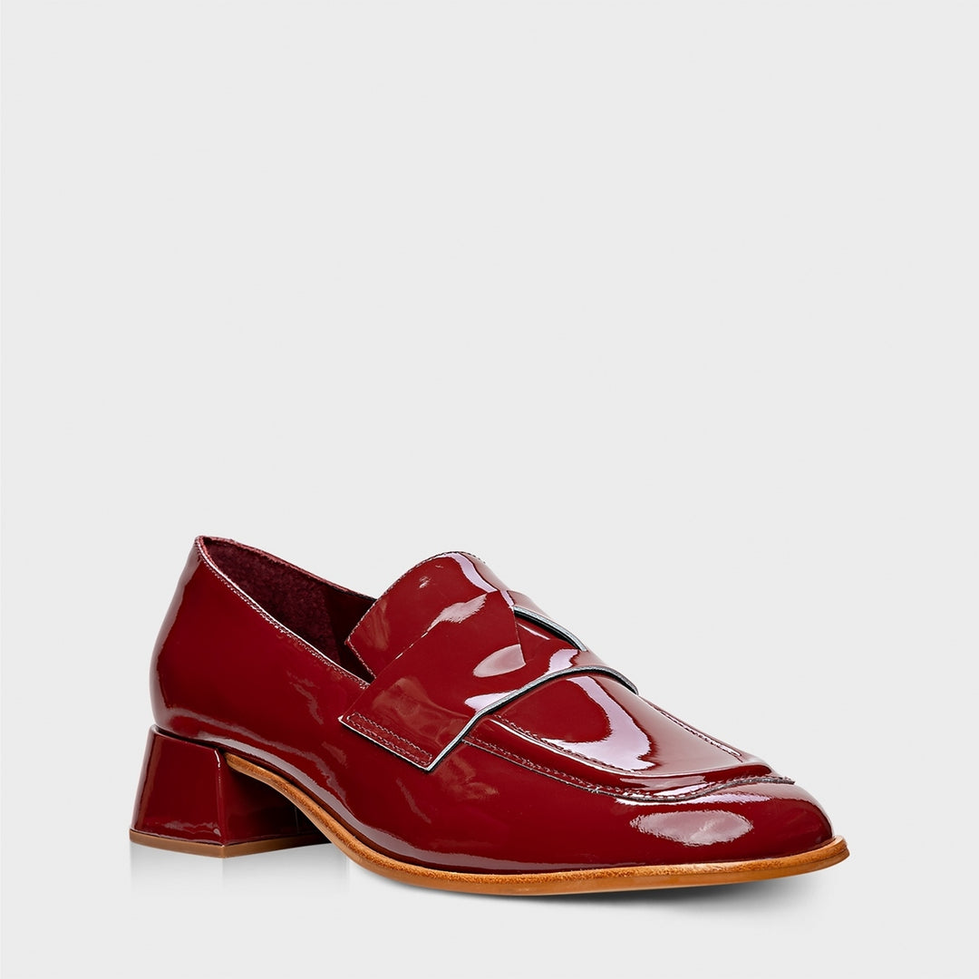 Leather Loafer with Block Heel