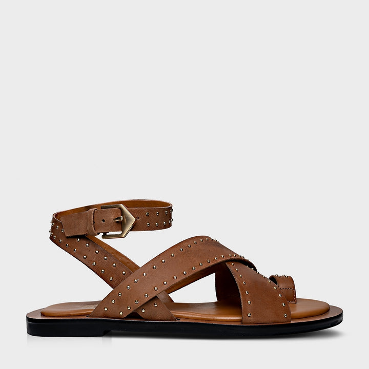Carrano Leather Flat Studs Sandal