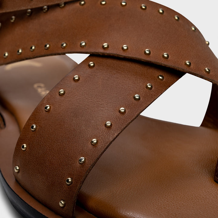 Carrano Leather Flat Studs Sandal