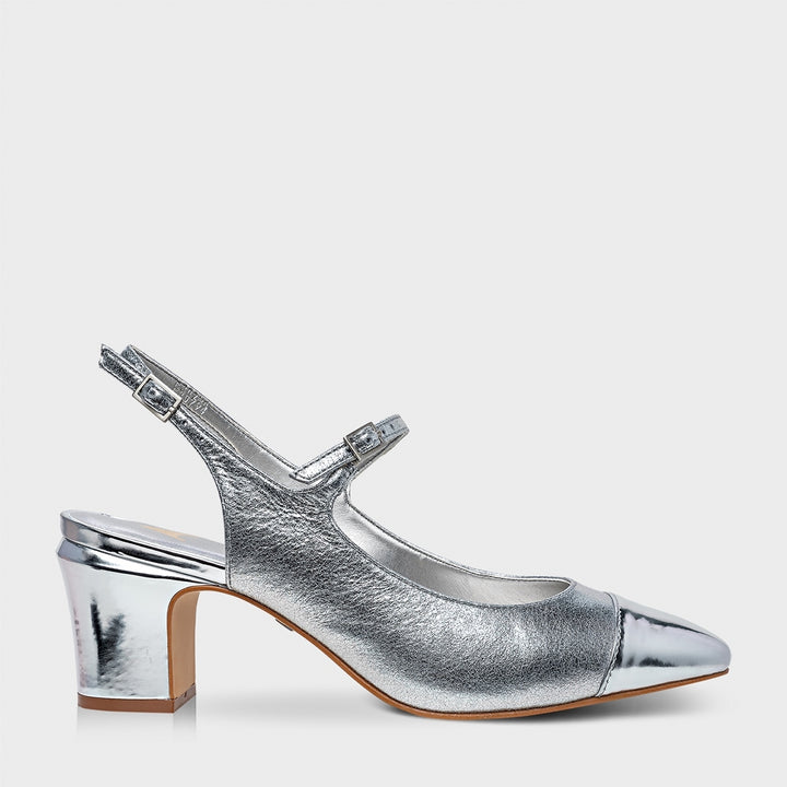 Metallic Leather Slingback Pump