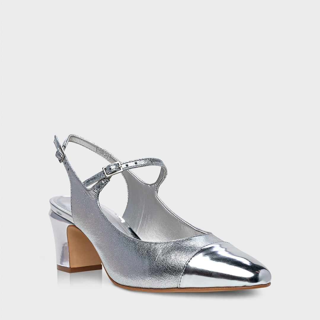 Metallic Leather Slingback Pump