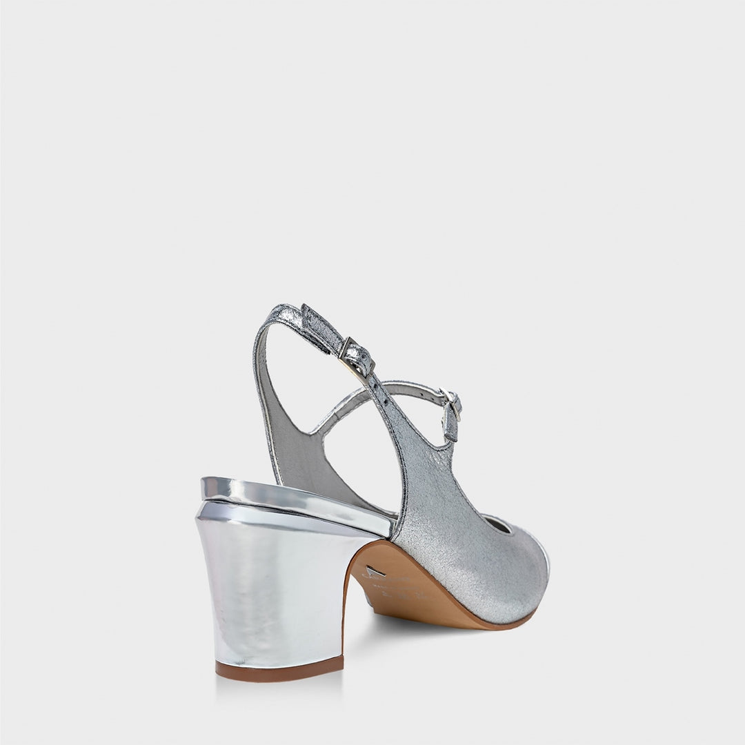 Metallic Leather Slingback Pump