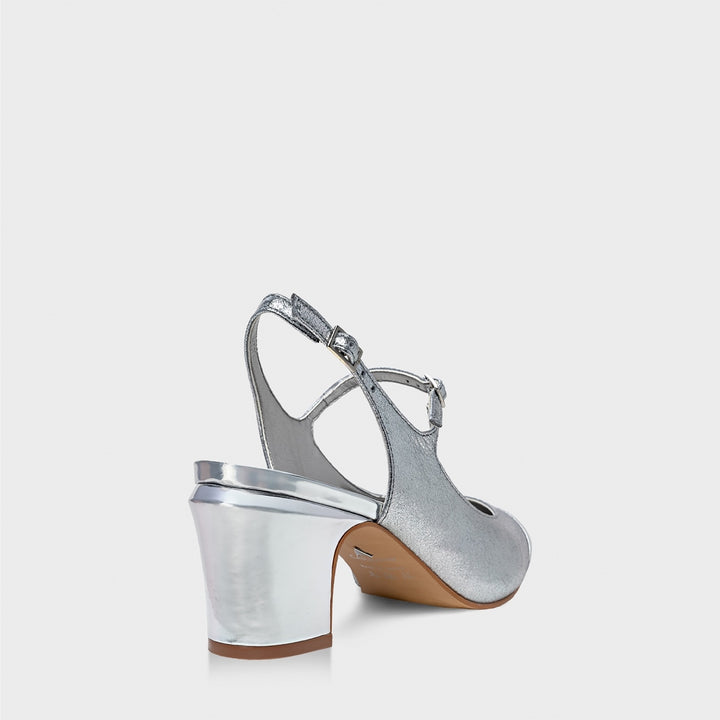 Metallic Leather Slingback Pump