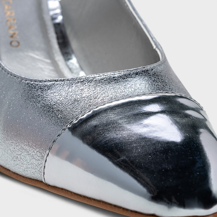 Metallic Leather Slingback Pump