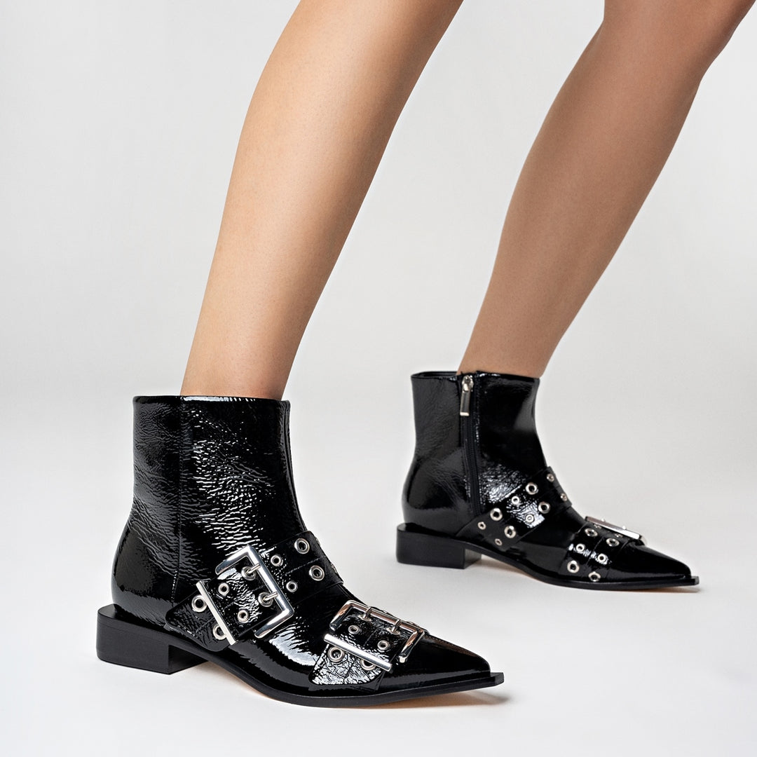 Duo Buckles Patent Leather Boot