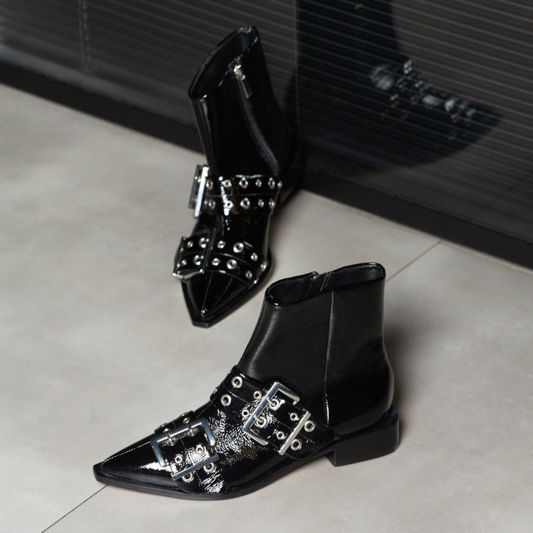 Duo Buckles Patent Leather Boot