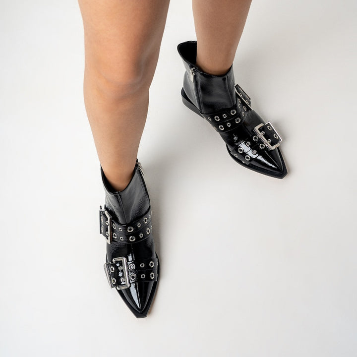 Duo Buckles Patent Leather Boot