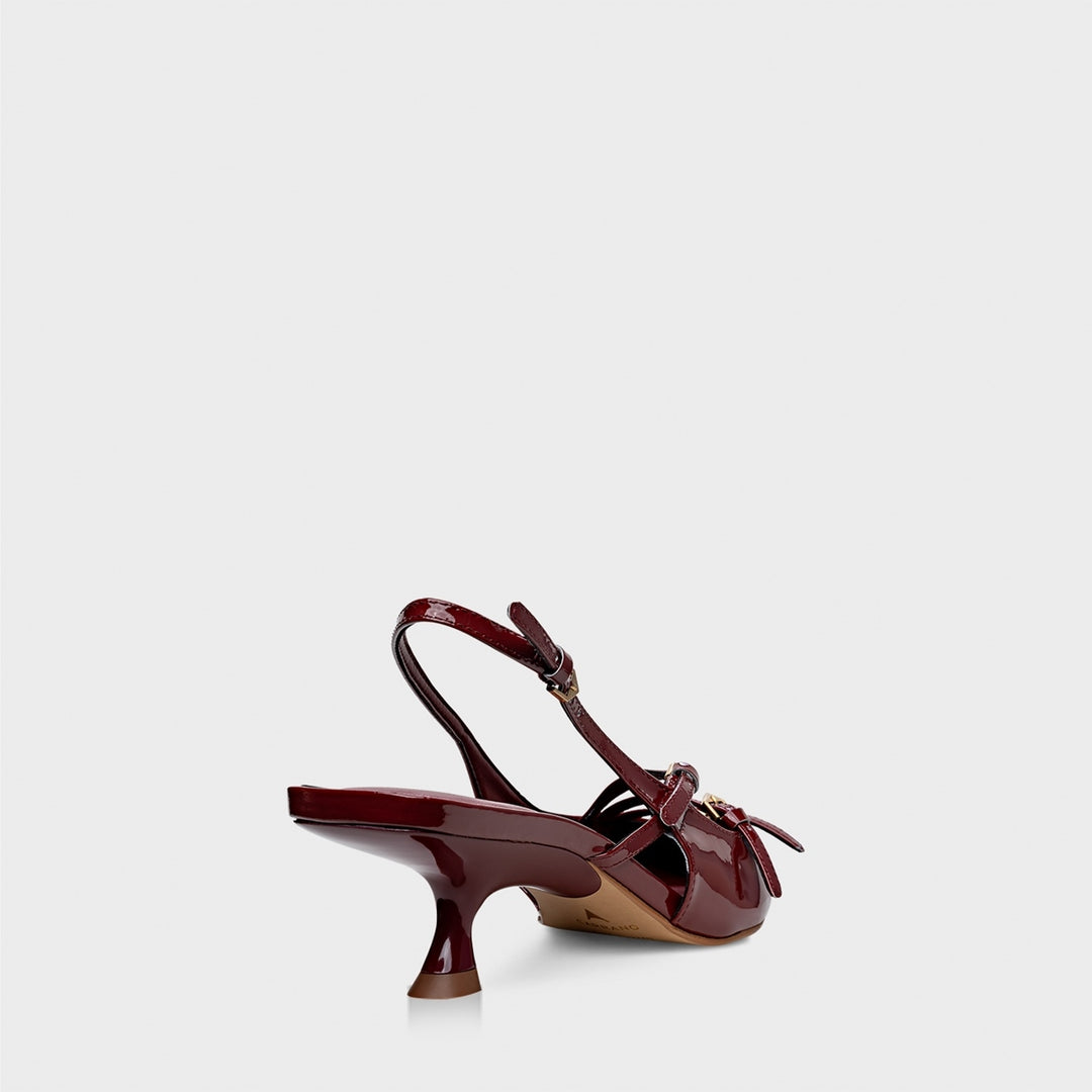 Patent Leather Slingback Pumps with Buckles