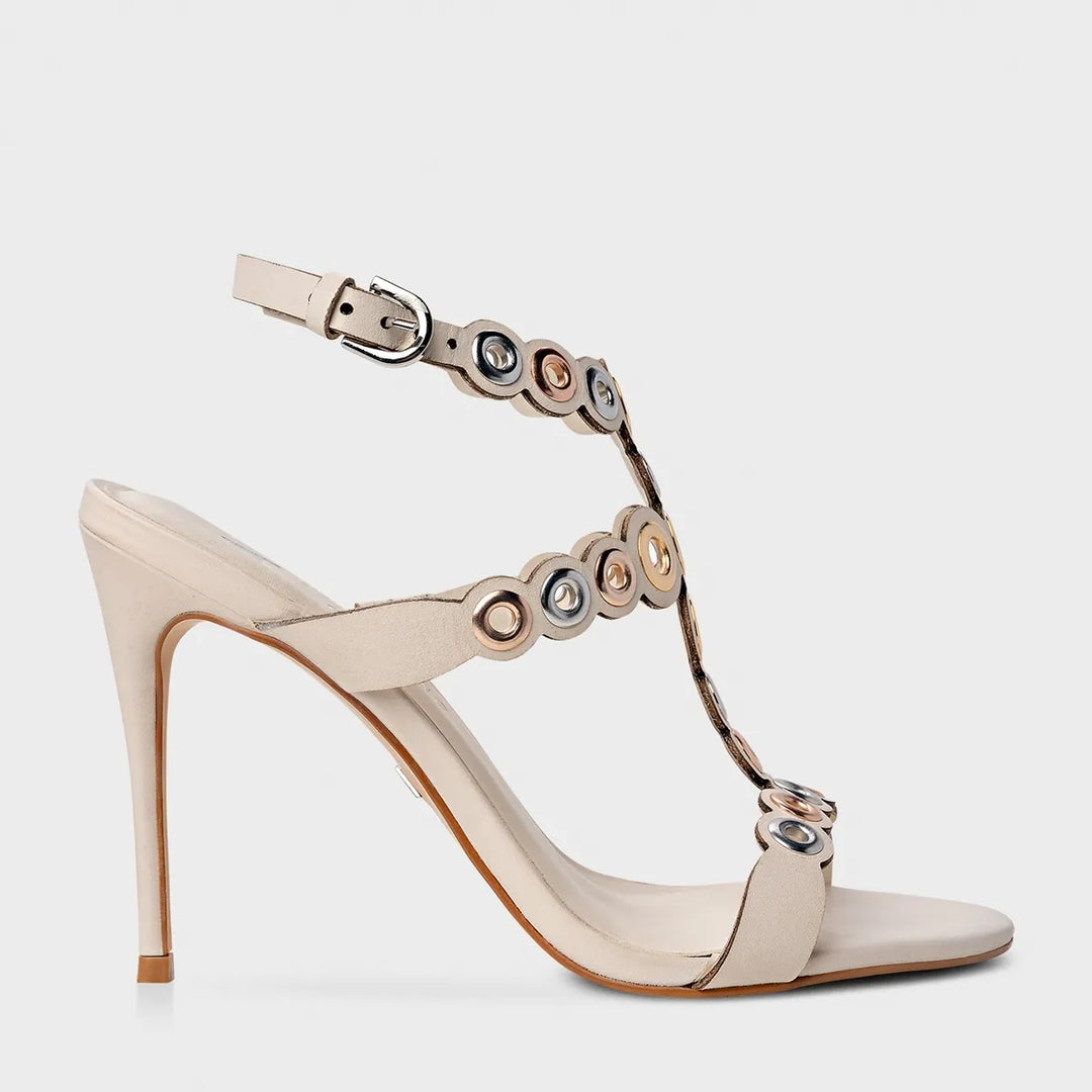 Eyelet Strappy Leather Sandal