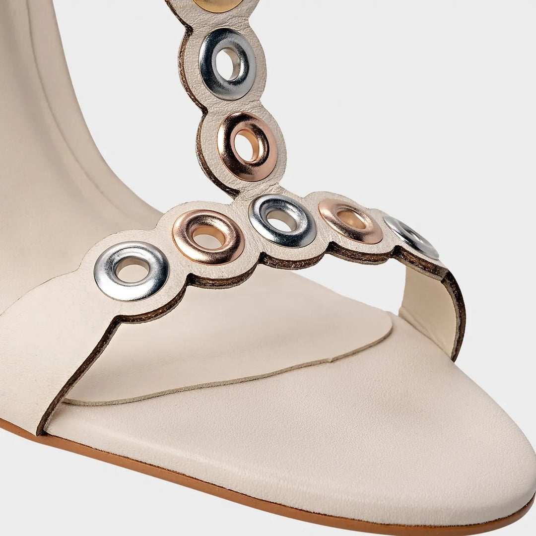 Eyelet Strappy Leather Sandal