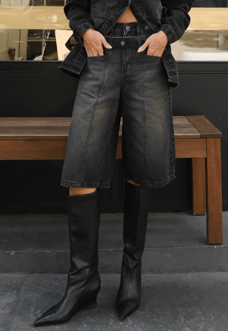 Noir Essential Denim Shorts