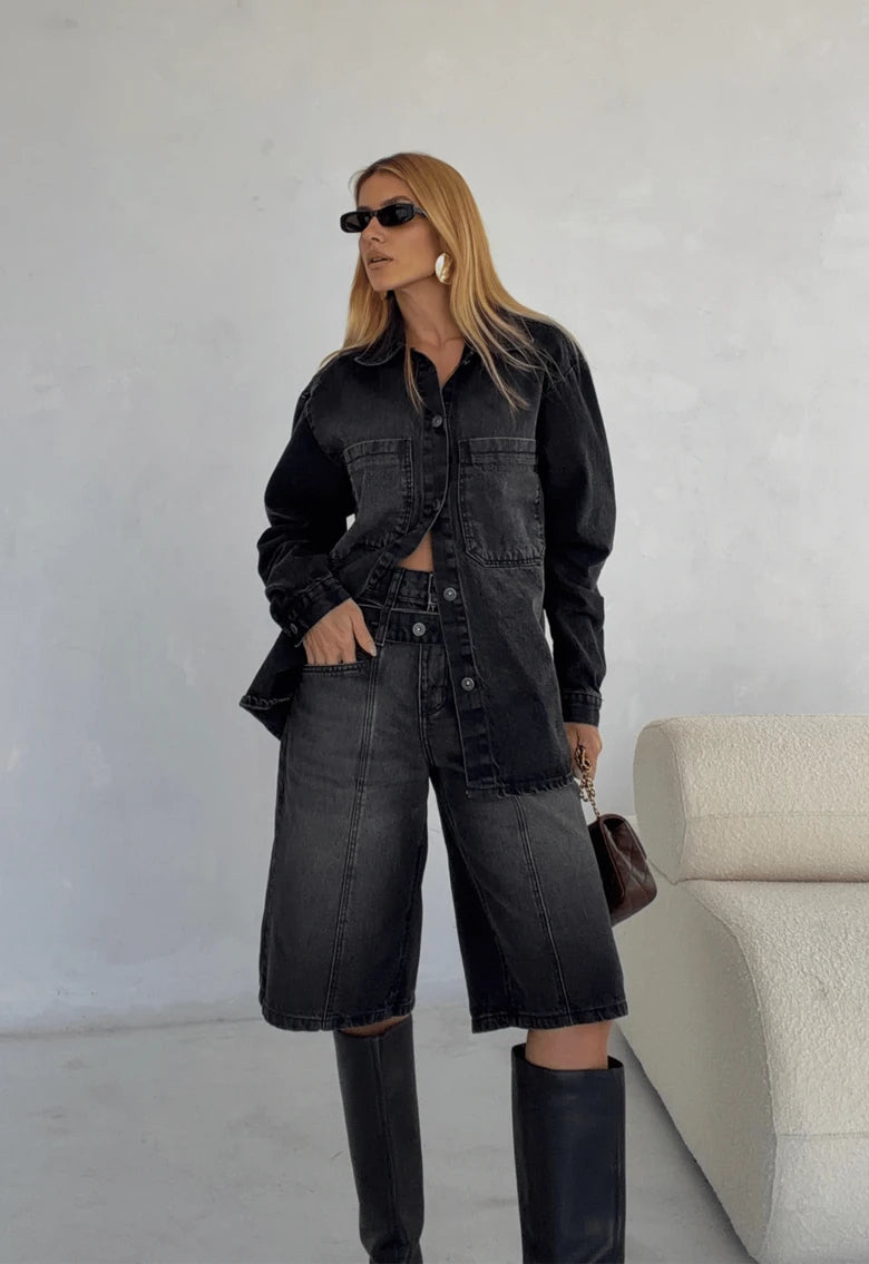 Noir Essential Denim Shorts