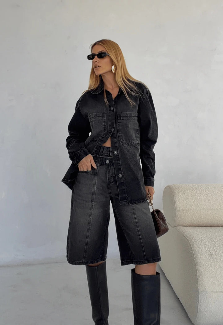 Noir Essential Denim Shorts